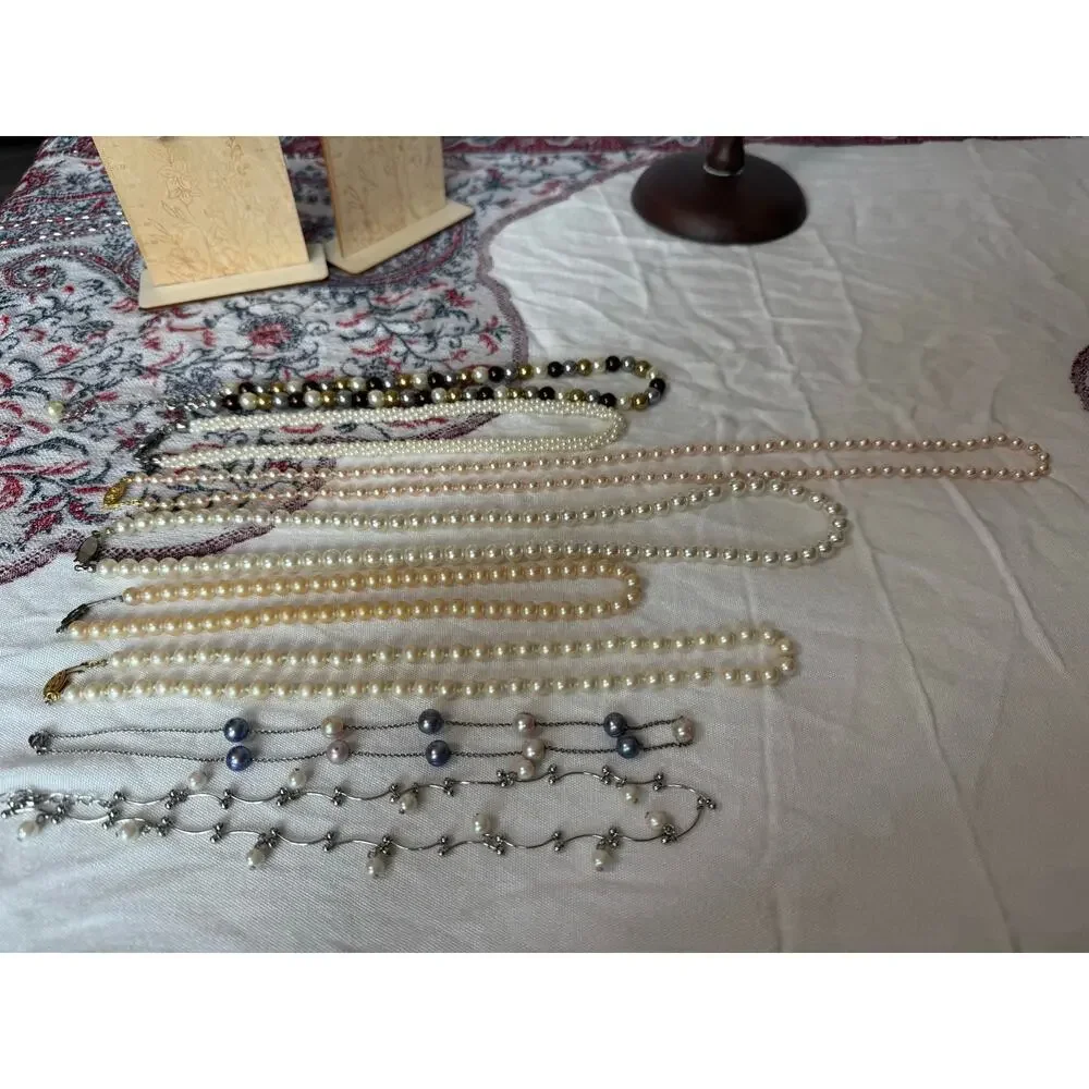 Vintage Faux Pearl Jewelry Lot Marvella Japan Necklaces Earrings Mid Century - Picture 12 of 14